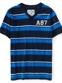 Pánské triko Striped A87 - Modrá